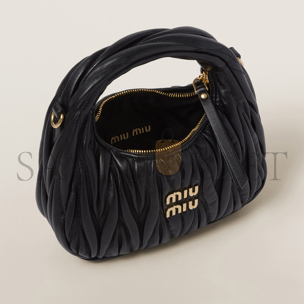 MIU MIU WANDER MATELASSÉ NAPPA LEATHER HOBO MINI-BAG 5BP078 (17.5*14*5.5cm) MIU MIU WANDER MATELASSÉ NAPPA LEATHER HOBO MINI-BAG 5BP078 (17.5*14*5.5cm)